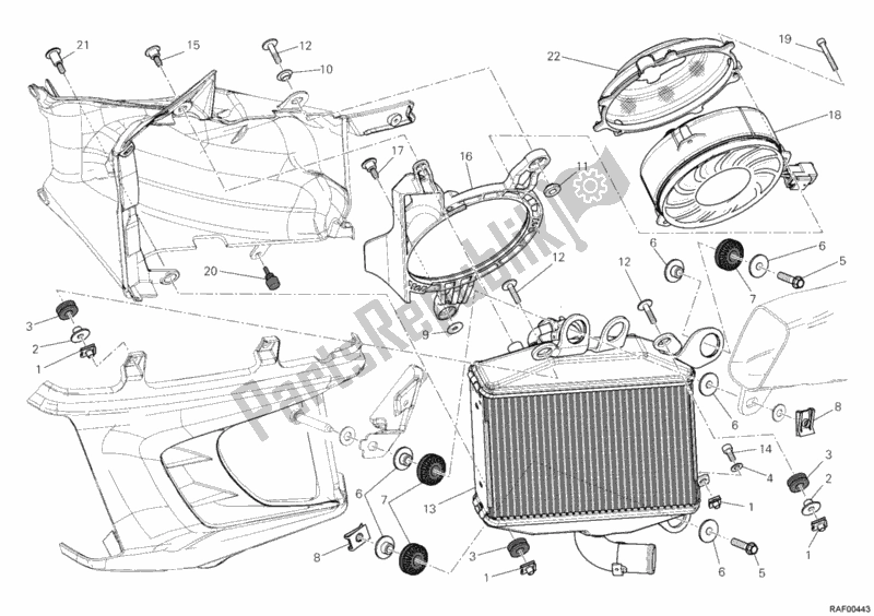 Tutte le parti per il Radiatore, Acqua, Lh del Ducati Diavel Carbon USA 1200 2012